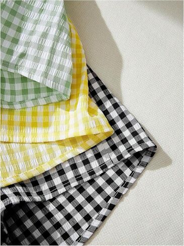 MakeMeChic Women's 3 Pack Plaid Boxer Shorts Y2k Elastic High Waist Lounge Gingham Shorts in Saudi Arabia