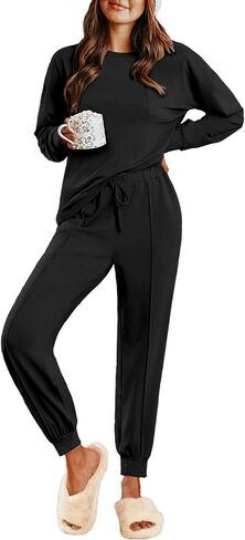 Ekouaer Lounge Sets for Women 2 Piece Jogger Pajama Long Sleeve Pants Loungewear Sweatsuits Casual Matching Outfits in Saudi Arabia