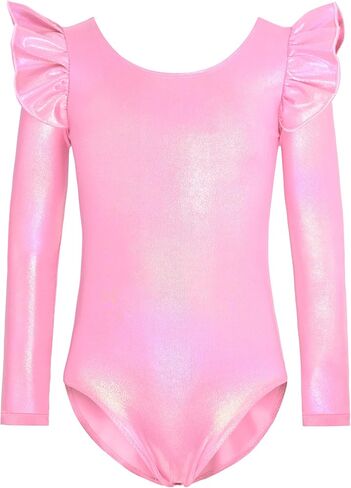 Nymphperi Gymnastics Leotards for Girls Ruffle Long Sleeve Practice Outfits Kids Dance Bodysuits in Saudi Arabia