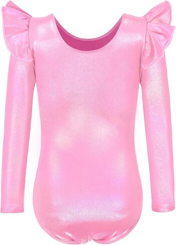 Nymphperi Gymnastics Leotards for Girls Ruffle Long Sleeve Practice Outfits Kids Dance Bodysuits in Saudi Arabia