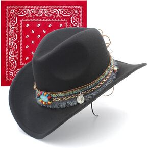 SAJUZEN Kids Cowboy Hat Felt Wide Brim Western Toddler Cowgirl Hat for Girls and Boys Sun Hat