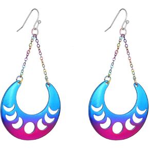 Lux Accessories Assorted Moon Phases Chain Drop Fashion Dangle Earrings