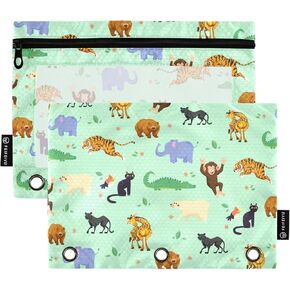 Hammerhead Shark Pencil Pouches Bags for 3 Ring Binder, 2 Pack Zipper Stationery Bag with Clear Window 3 Hole Pencil Case for School Office Home