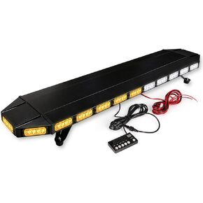 48" 104LED Extreme High Intensity Construction Emergency Warning Strobe Light Bar Rooftop Low Profile Law Enforcement Hazard Flashing For Tow Truck Vehicle (Amber/Amber)