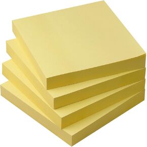 Sticky Notes 3x3 Self-Stick Notes Pads with Bright Colors, Easy to Post for Office, Shool, Home, 4 Pads/Pack, 90 Sheets/Pad (Yellow)