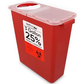 Oakridge Products Large Sharps Container for Home Use and Professional 3 Gallon (2-Pack) with Rotating lid, Biohazard Needle and Syringe Disposal, CDC Certified