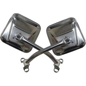 RAMPAGE PRODUCTS Rampage Factory Style Replacement Steel Mirror Kit | Pair, Stainless Steel | 7418 | Fits 1976 - 1995 Jeep CJ5 & Wrangler