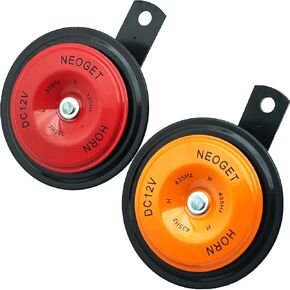 Car Horn 12V Electric Universal Disc Horn Metal Super Loud High Low Twin Tone Fit Motorcycle Vehicles Truck Replacement Kit with Bracket (Black)