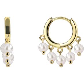 14K Gold Plated Minimalist Pearl Hoop Earrings Jewelry