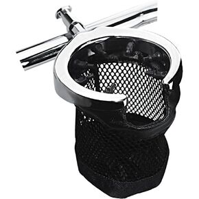 WOWTK Chrome Handlebar Cup Holder, 1''Universal Drink Holder with Basket for Harley Sportster Softail Dyna Touring Street Glide Road King Road Glide Electra Glide Vulcan Yamaha Suzuki Honda