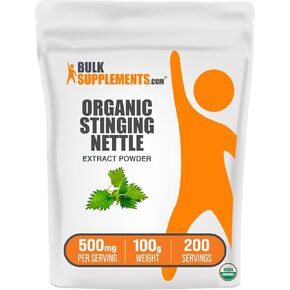 BulkSupplements.com Organic Stinging Nettle Extract - from Stinging Nettle Leaf, Nettle Supplement - Vegan & Gluten Free, 500mg per Serving, 1kg (2.2 lbs) (Pack of 1)