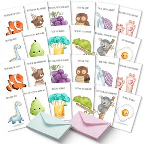 Mr. Pen- Funny Notecards with Envelopes, 24 Set, Funny Cards for Kids, Funny Geeting Cards for Kids, Blank Cards for Kids, Kids Cards, Fun Puns Blank Note Cards