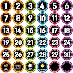 36PCS Number Spot Markers Stickers 4" Floor Number Stickers Decals for Classroom,Line Up Helper Dots Floor Stickers Number Spot Markers Labels for Kindergarten Preschool Teachers Supplies
