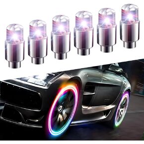 6 PCS Car Tire Explosion Flasher, 1.45" x 0.66" PVC Shell Vibration Sensor Hub Valve Breathing Flashlight, Decorative Modification Accessories, for Most Cars, Bicycles, Motorcycles (Blue)