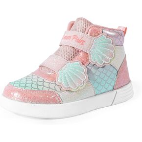 DREAM PAIRS Girls Shoes Toddler Sneakers Kids High Top Shoes with Hook and Loop Storybook Casual Walking Shoes