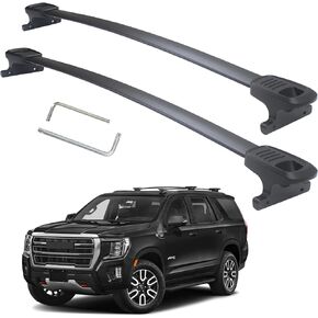 قضبان عرضية لحامل السقف بوزن 260 رطل من Autekcomma متوافقة مع Chevy Suburban/Tahoe/GMC Yukon(XL/Cadillac Escalade طوال العام/Escalade ESV 2015-2020 مضادة للتآكل، ألومنيوم كامل أسود غير لامع in Kuwait