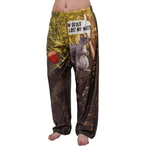 BRIEF INSANITY Lounge Pajama Pants for Men | Humorous, Funny Squirrel Print Bottoms - Lost My Nuts Loungewear Pants