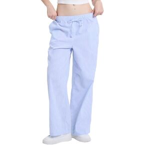 FaroDor Comfy Women Y2K Striped Lounge Pants: Trendy Wide Leg Drawstring Pajama Bottoms for Sleep & Relaxation