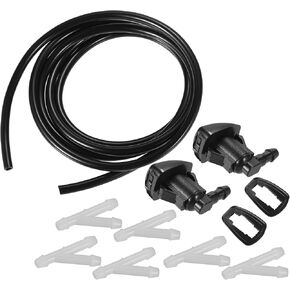 Windshield Washer Nozzle for Toyota Sienna Durable No.85381AE020 Windscreen Washer Sprayer Nozzle Black Front with Hose and Connectors 1 Set
