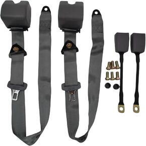 2PCS Universal Adjustable Retractable Belts For Club Golf Cart,Go Kart, Van,UTV,VR, Buggies, Minivan,Pickup and Truck Gray