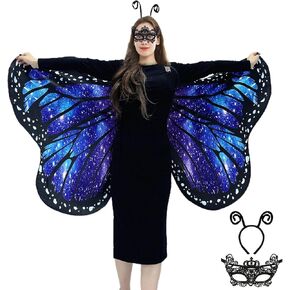 Butterfly Costumes for Women - Double-Sided Butterfly Fairy Wings Cape for Adult Halloween Costumes Party Accessory