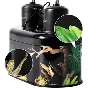 REPTI ZOO Dual Reptile Light Fixture for Reptile Dome UVB Lamp Fixture Dual Reptile Reflector Dome Lamp Cap Combo Integration Design Heat Lighting Lamp Kit