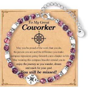 Coworker Boss Gifts for Women, Retirement Farewell Goodbye Going Moving Away Leaving Gifts, Compass Bracelet Inspirational Birthday Christmas Gifts for Women Coworker Colleagues Friends
