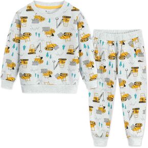 DDSOL Toddler Boys Outfit Dinosaur 2-Piece Long Sleeve Sweatshirt Top and Pant Playwear Set