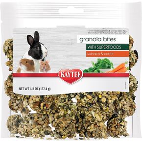 Kaytee Granola Bites with Superfoods Cranberry, Apple and Flax for Rats, Mice, Hamsters, Gerbils, Rabbits, Guinea Pigs and Chinchillas, 4.5 oz