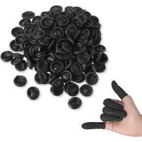 400 Pcs Disposable Latex Finger Cots Protective Fingertips Gloves Black Finger Sleeves Finger Protectors Fingertip Bandages for Industrial, Beauty and More, 2.4 x 0.8 Inch