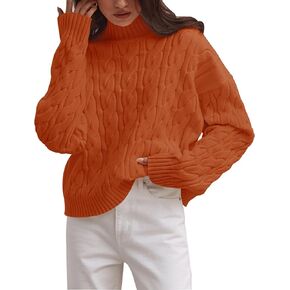 ZESICA Women's Sweaters 2024 Fall Winter Long Sleeve Mock Neck Solid Color Casual Loose Chunky Pullover Sweater