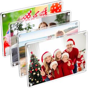 3 Pack- Acrylic Fridge Magnetic Frame, Acrylic Photo Picture Frames, Double Sided Photo Refrigerator Magnet Picture Frame, Clear Picture Display Frame, 6×4 In