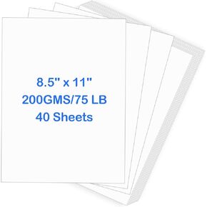 White Cardstock，40 Sheets Heavy Cardstock, 8.5" x 11" Thick Printable Cardstock, 75 lb /200gsm Cardstock Paper for Invitations, Business Cards, Postcards, Crafts, Art, Wedding, DIY Cards