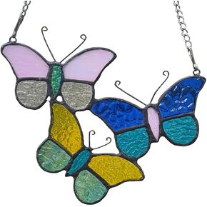 Stained Glass Window Hanging Butterfly Suncatcher, Huge Butterfly House Decor, Colorful Butterfly Gifts for Women (6.7"×5.1")