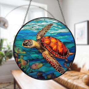 Generic 11.8 Inches Large Sea Turtle Acrylic Window Hanging Decor Ocean Animal Wall Art Mural Suncatcher for Bedroom Office Garden Wall Decoration Indoor Window Decor Gift for Mom Grandma Teacher