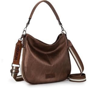 Wrangler Soft Vegan Leather Hobo Bags Medium size Striped Cotton Ribbon Shoulder Purses with Crossbody Straps