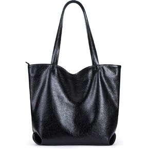WLLWOO WLLWOO Soft PU Leather Tote Bag for Women Large Casual Hobo Handbags with Zipper Shoulder Work Bag Travel Purse