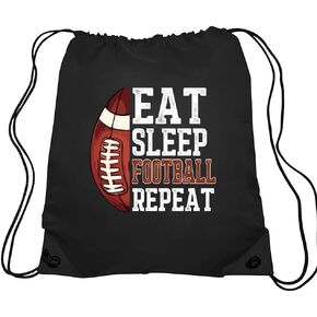 Eat Sleep Football Repeat Football Drawstring Backpacks, Unisex Football Bags for Gym Shopping Sport, Football Gifts for Football Men Women Football Lover, Football Player Gift(BP048)