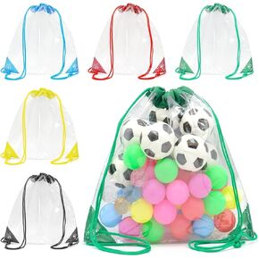5 Pieces Waterproof Clear Drawstring Bags, Small Clear Bag for Stadium Events Gym Sport Outdoor Travel