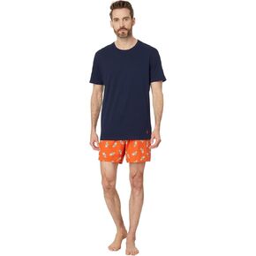 POLO RALPH LAUREN Men's Classic Fit Cotton Woven Boxer & Short Sleeve Crew Set
