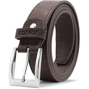 Men Cork Belt - Vegan Leather - Belt for Men Brown Black Color XXL Size