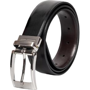 Geoffrey Beene Mens Belt | Reversible Tan Belt to Black Belt | Bonded Leather Belt | Mens Reversible Belt