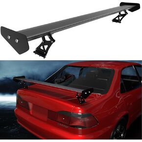 Areyourshop Universal 53" Aluminum Adjustable Trunk GT Rear Racing Spoiler Wing for Sedan Cars with Flat Boot Lid Black