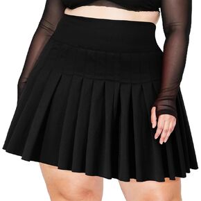Moon Wood Women's Plus Size Pleated Mini Skirt- Girls High Waist Tennis Athletic Skirt with Shorts