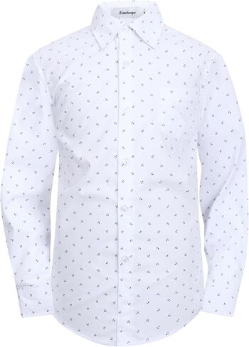 Boys Long Sleeve Patterned Dress Shirt Button Down Comfort Flex Shirts in Saudi Arabia