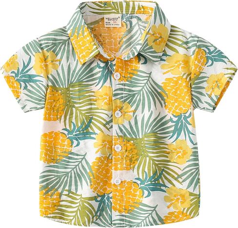KISBINI Toddler Boys Hawaiian Shirts Tropical Button Down Summer Beach Shirts for 2-6 Years Boys in Kuwait