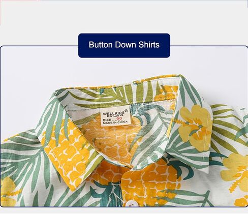 KISBINI Toddler Boys Hawaiian Shirts Tropical Button Down Summer Beach Shirts for 2-6 Years Boys in Kuwait