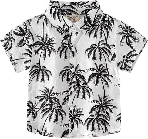 KISBINI Toddler Boys Hawaiian Shirts Tropical Button Down Summer Beach Shirts for 2-6 Years Boys in Kuwait