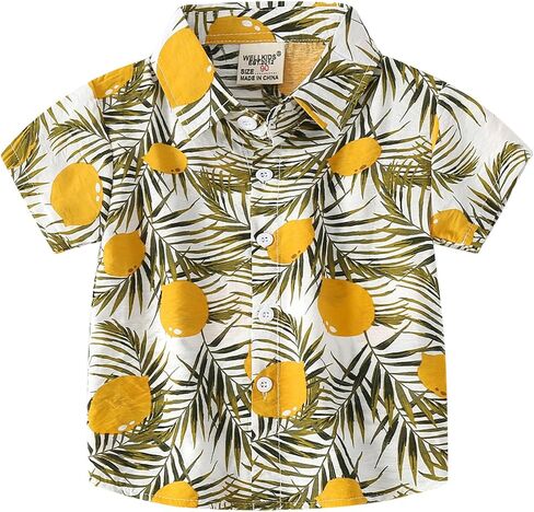 KISBINI Toddler Boys Hawaiian Shirts Tropical Button Down Summer Beach Shirts for 2-6 Years Boys in Kuwait