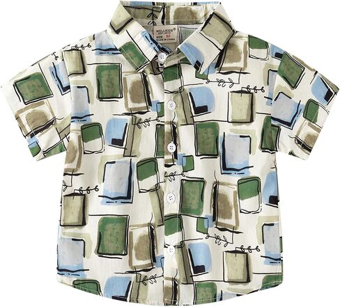 KISBINI Toddler Boys Hawaiian Shirts Tropical Button Down Summer Beach Shirts for 2-6 Years Boys in Kuwait